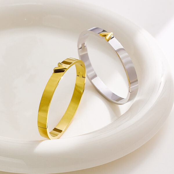 V-shaped Wide Couple Bracelet Female Gold Buckle - Image 3